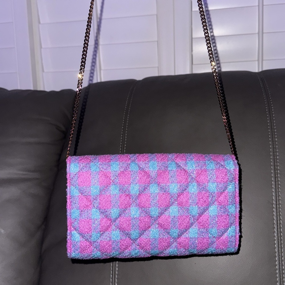 VERSACE Tweed Quilted Medusa Wallet on Chain Crossbody ⚡️w/ dust bag - Picture 4 of 5